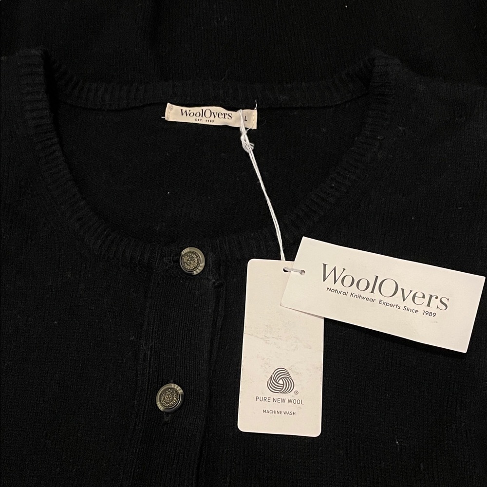 Woolovers Black Knit Button-Front Cardigan. Wool. - Picture 3 of 7
